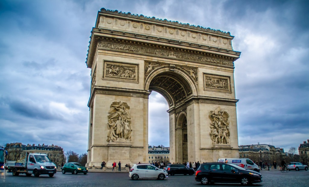 The Arc De Triomphe during an overcast evening