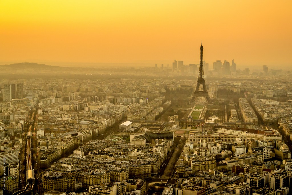 The Eiffel Tower at sunset