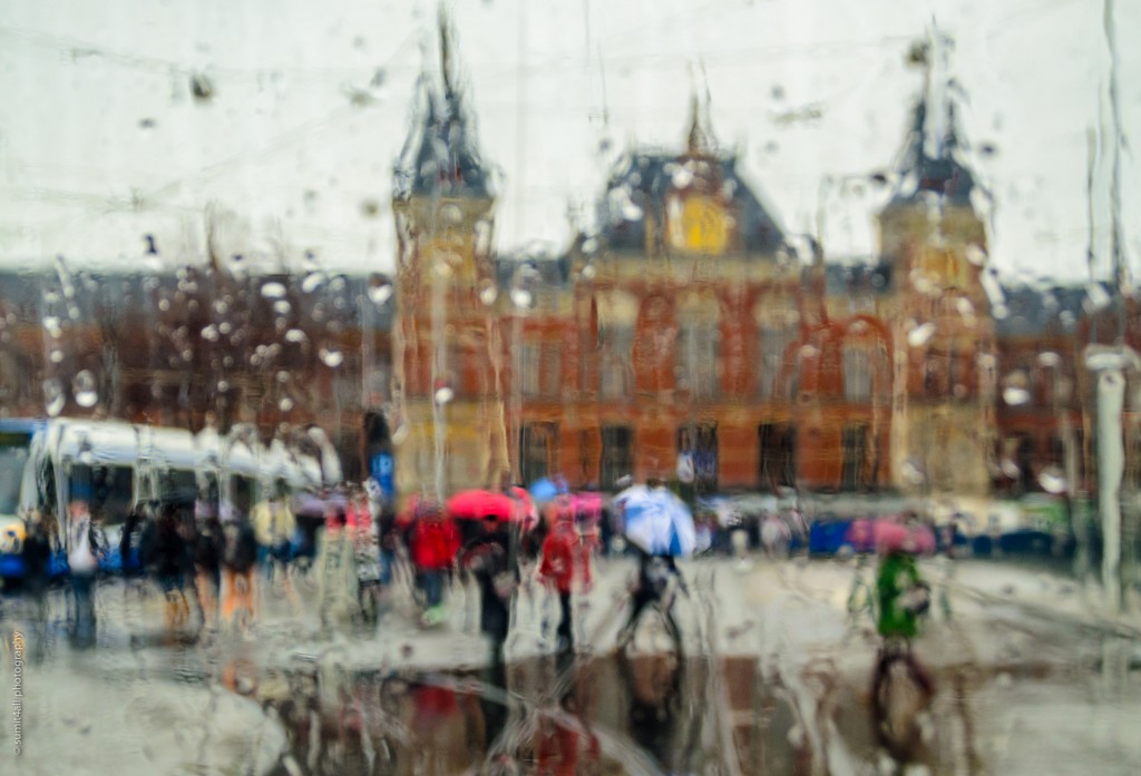 A rainy sight near Amsterdam Centraal Station