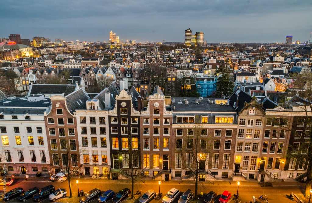 Amsterdam Skyline - Mix of 16th Century Houses and Modern Glass Skyscrapers