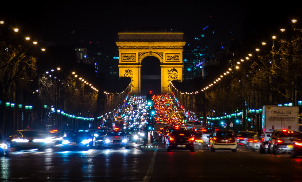 The Arc de Triomphe and the  Champs-Élysées leading up to it