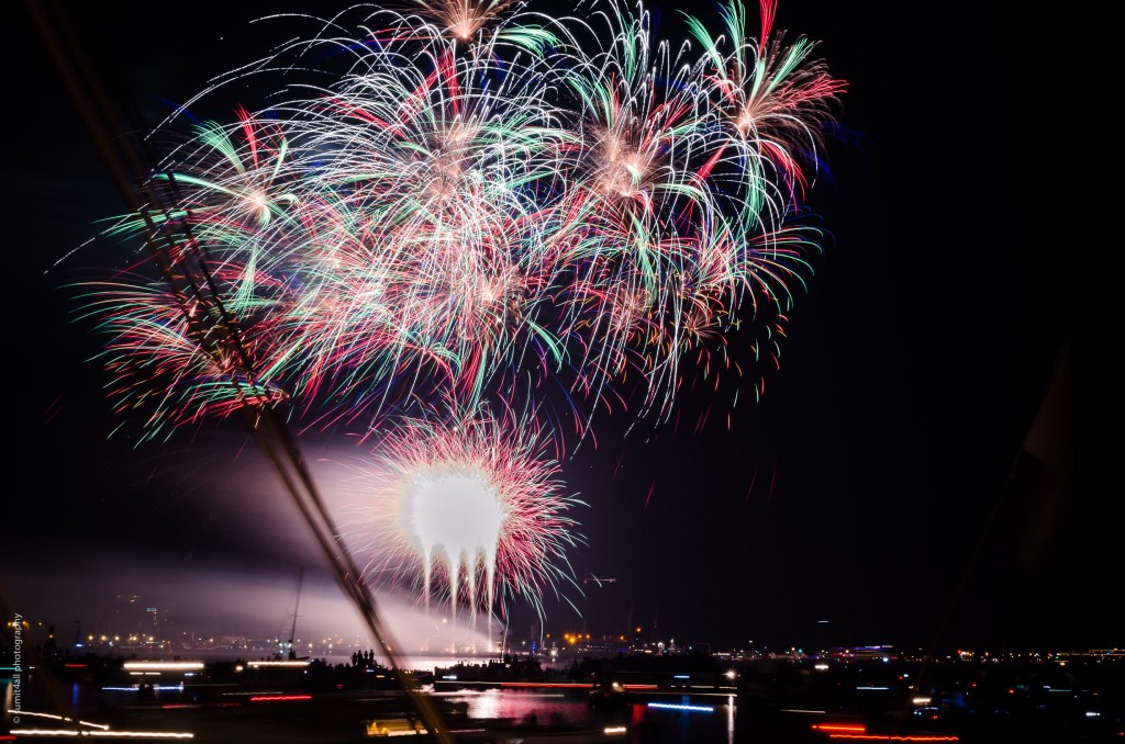 Fireworks along the Ships and Boats