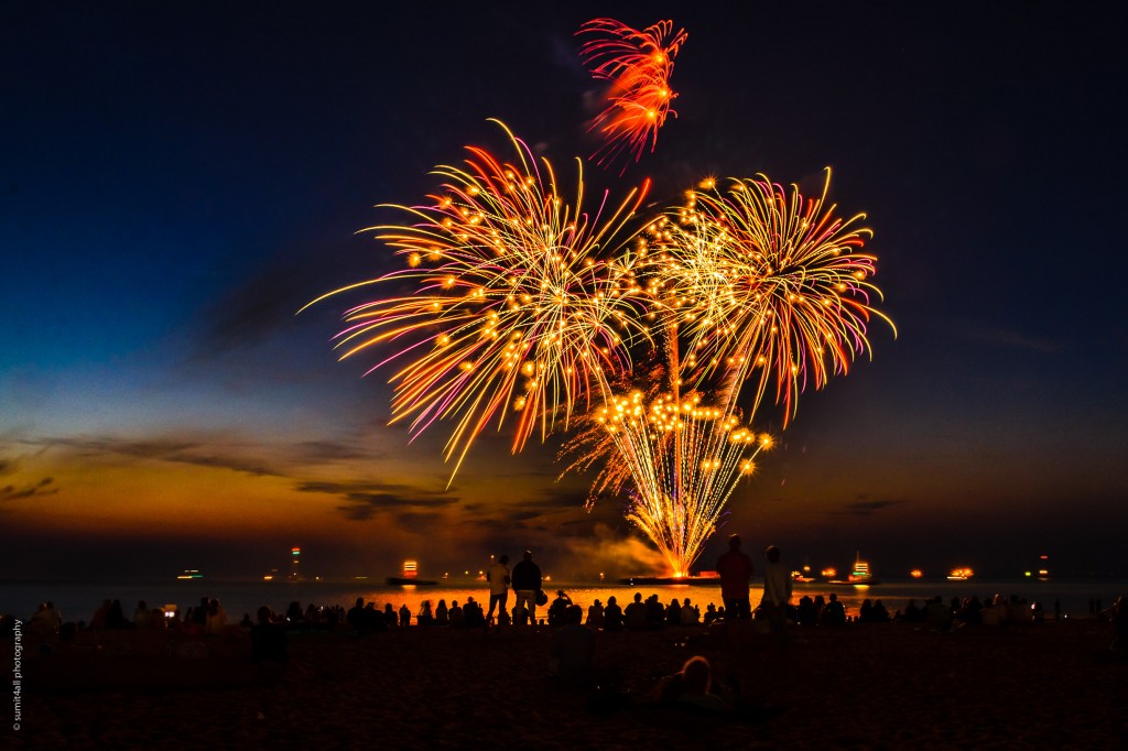 Evening Fireworks after Sunset at Scheveningen