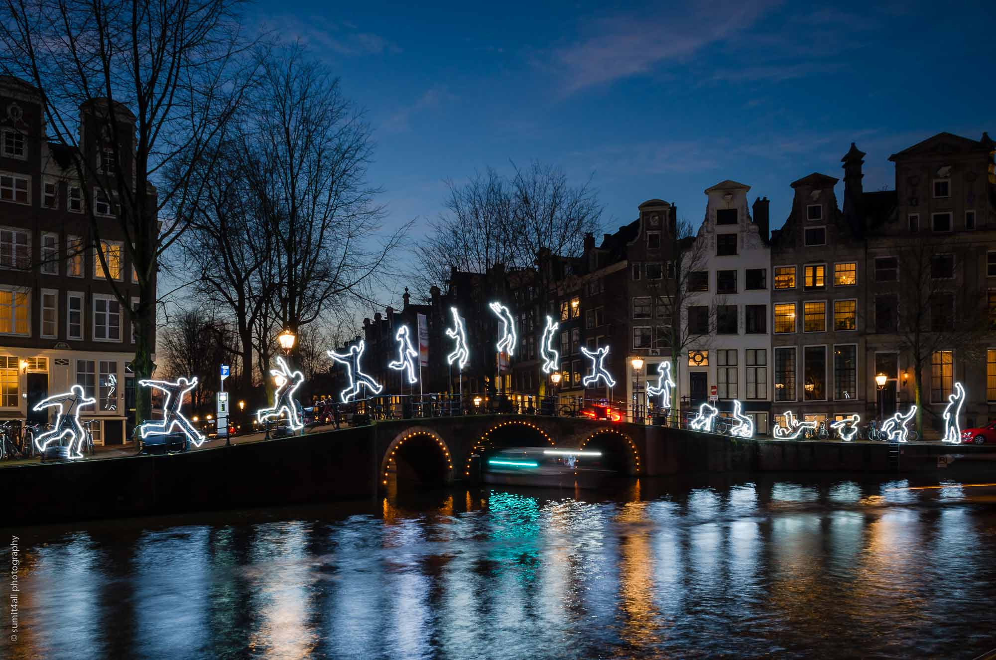 Jumping Man over canal in Amsterdam