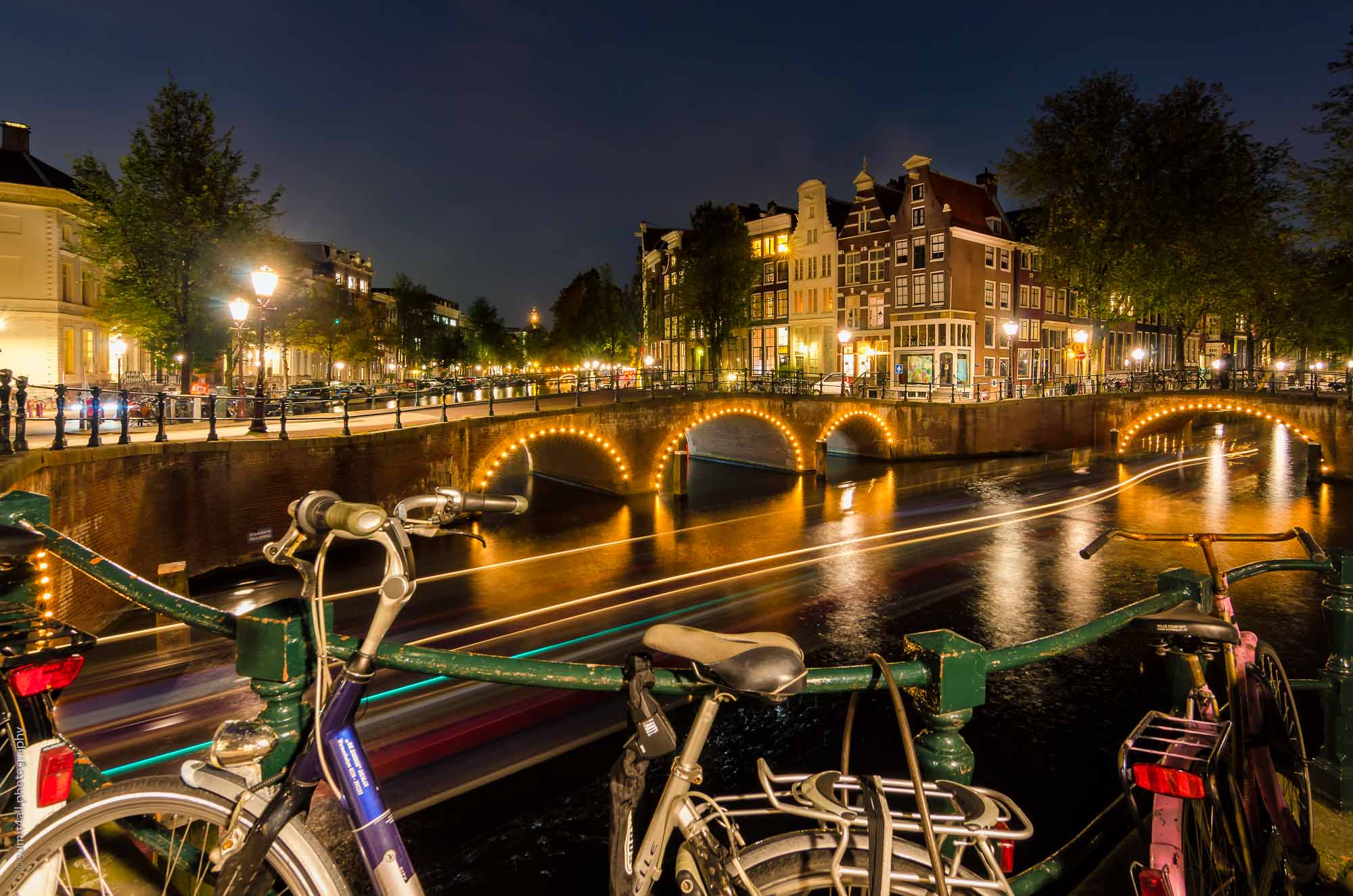 Amsterdam Canals and Boats at Sunset