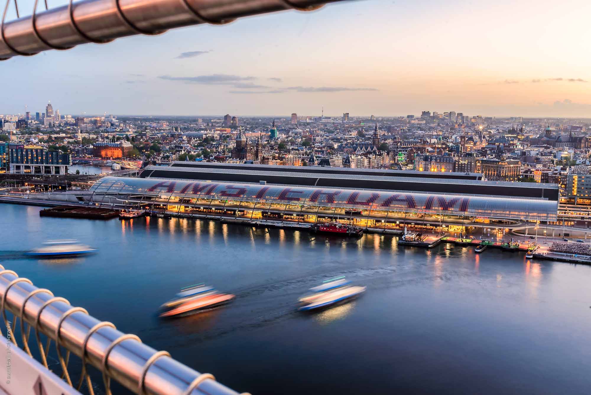 Sunset Cityscape over Amsterdam Centraal Station