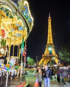 A Traditional Carousel Near The Eiffel Tower in Paris