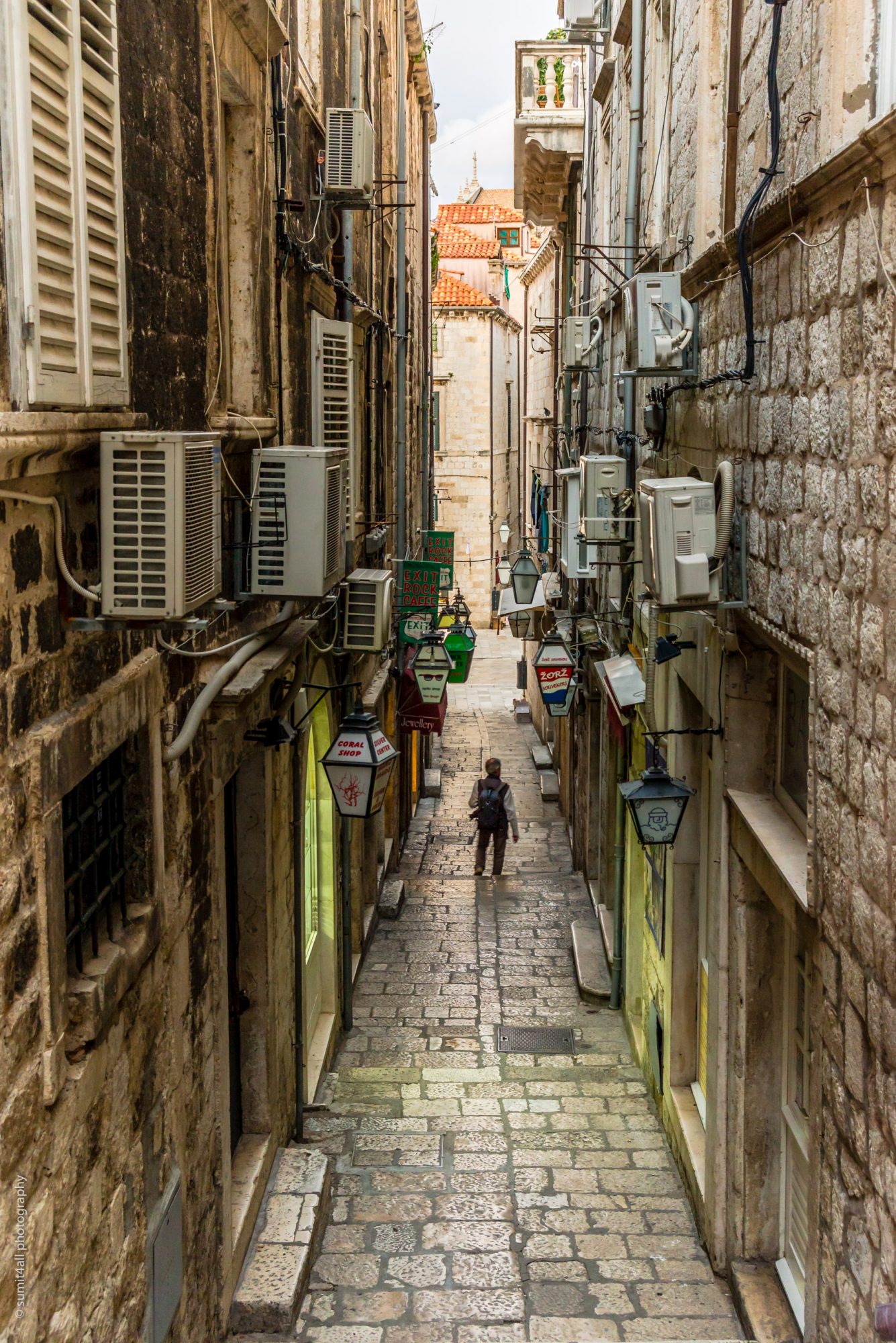 Narrow Street Scene in Old Town, Dubrovnik, Croatia