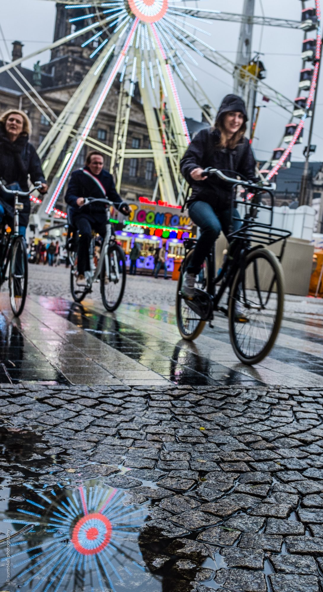 Biking in Rain in Amsterdam