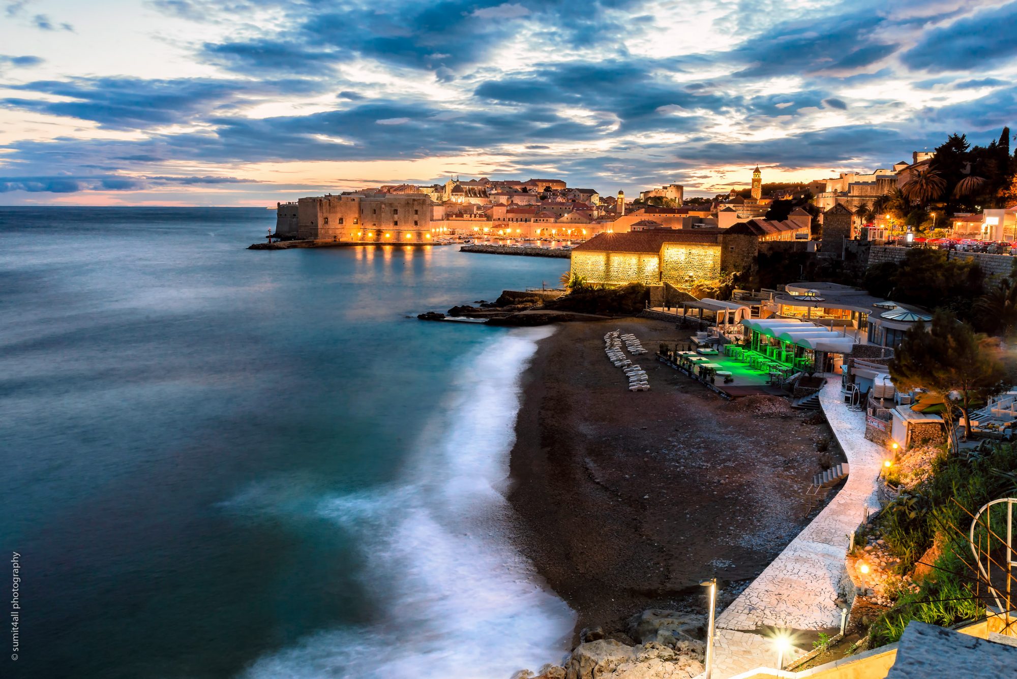 Sunset by the Adriatic Coast in Dubrovnik, Croatia