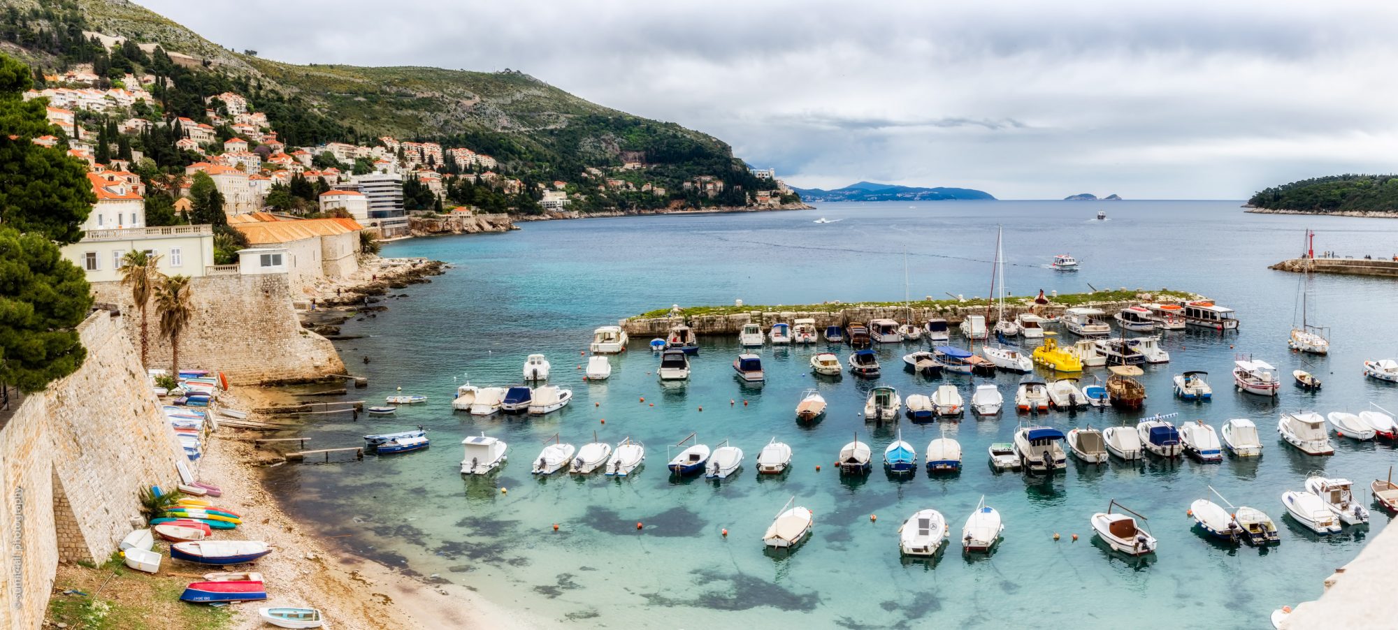 Boats moored near the Old Port in Dubrovnik