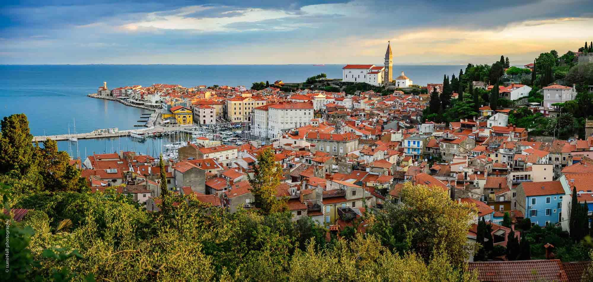 Sunrise over the Adriatic Coast in Piran, Slovenia