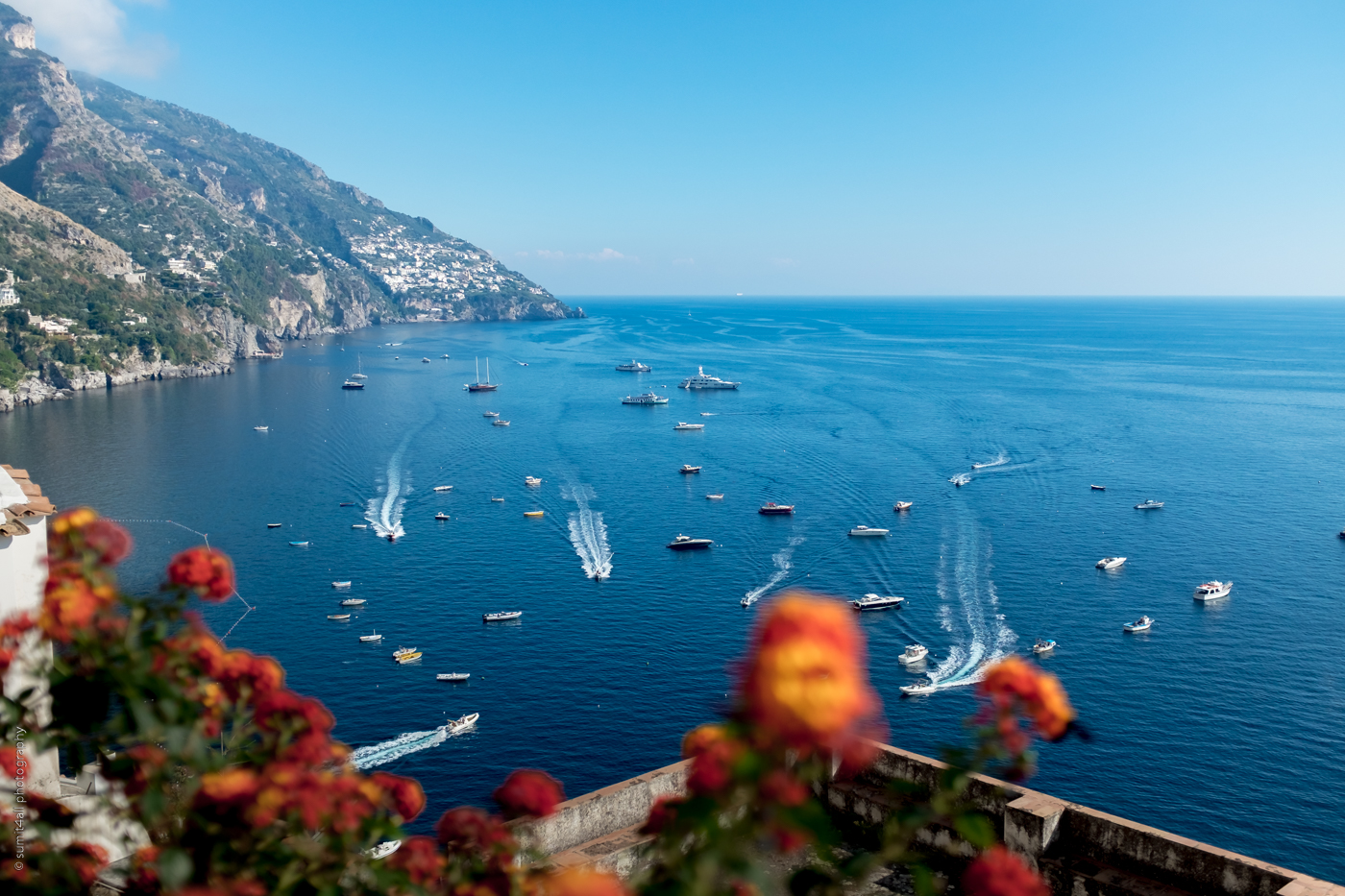 Views all around in Positano on the Amalfi Coast, Italy