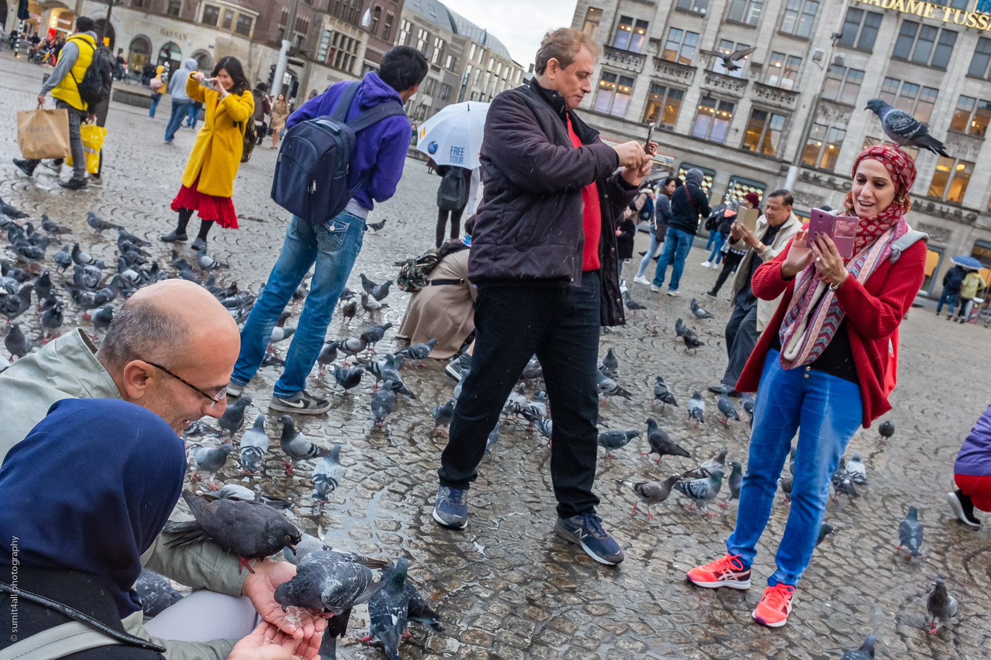 Pigeons and Phones, Dam Square, Amsterdam