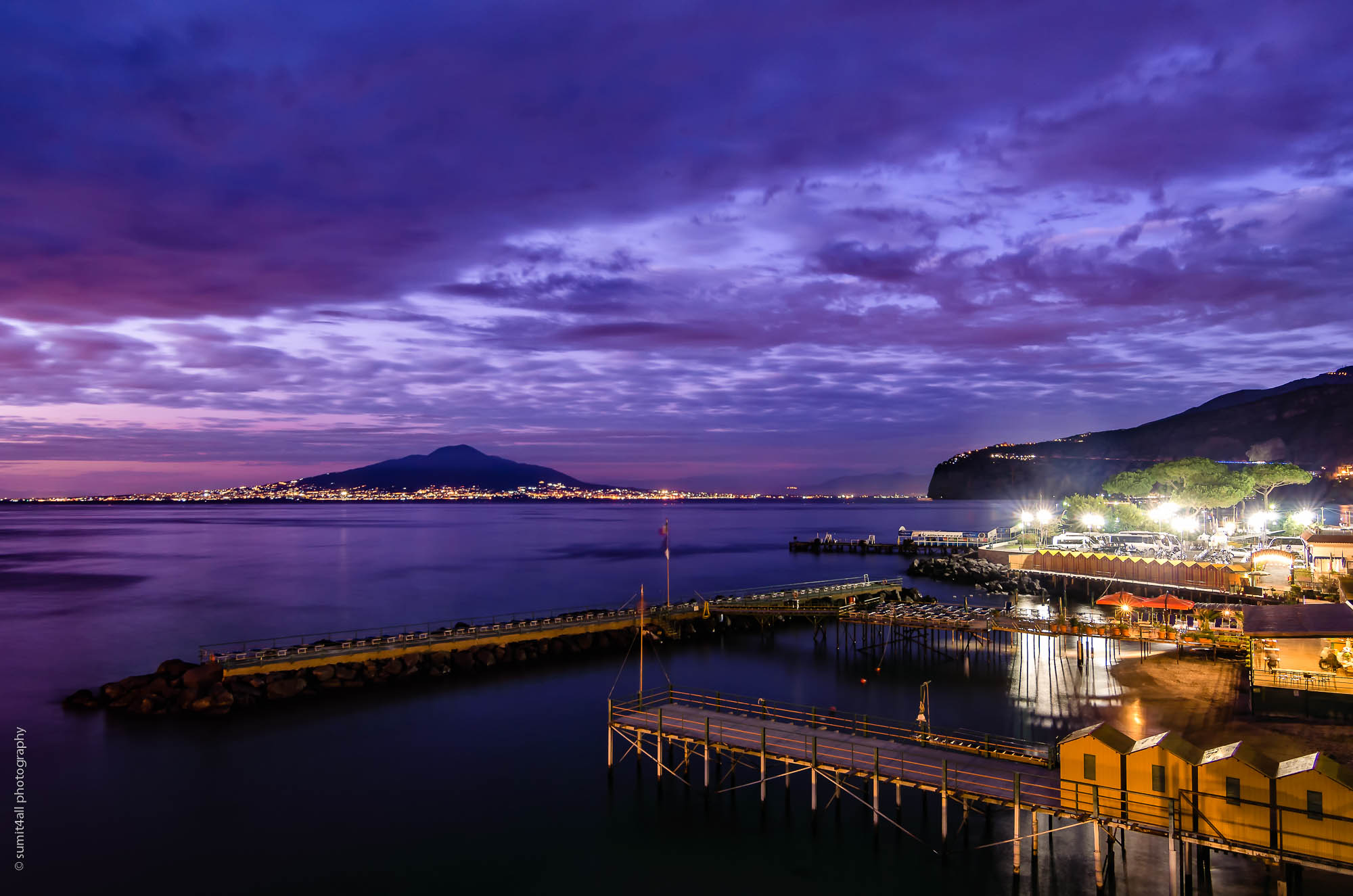 Mt Vesuvius and a Cloudy Sunset in Sorrento