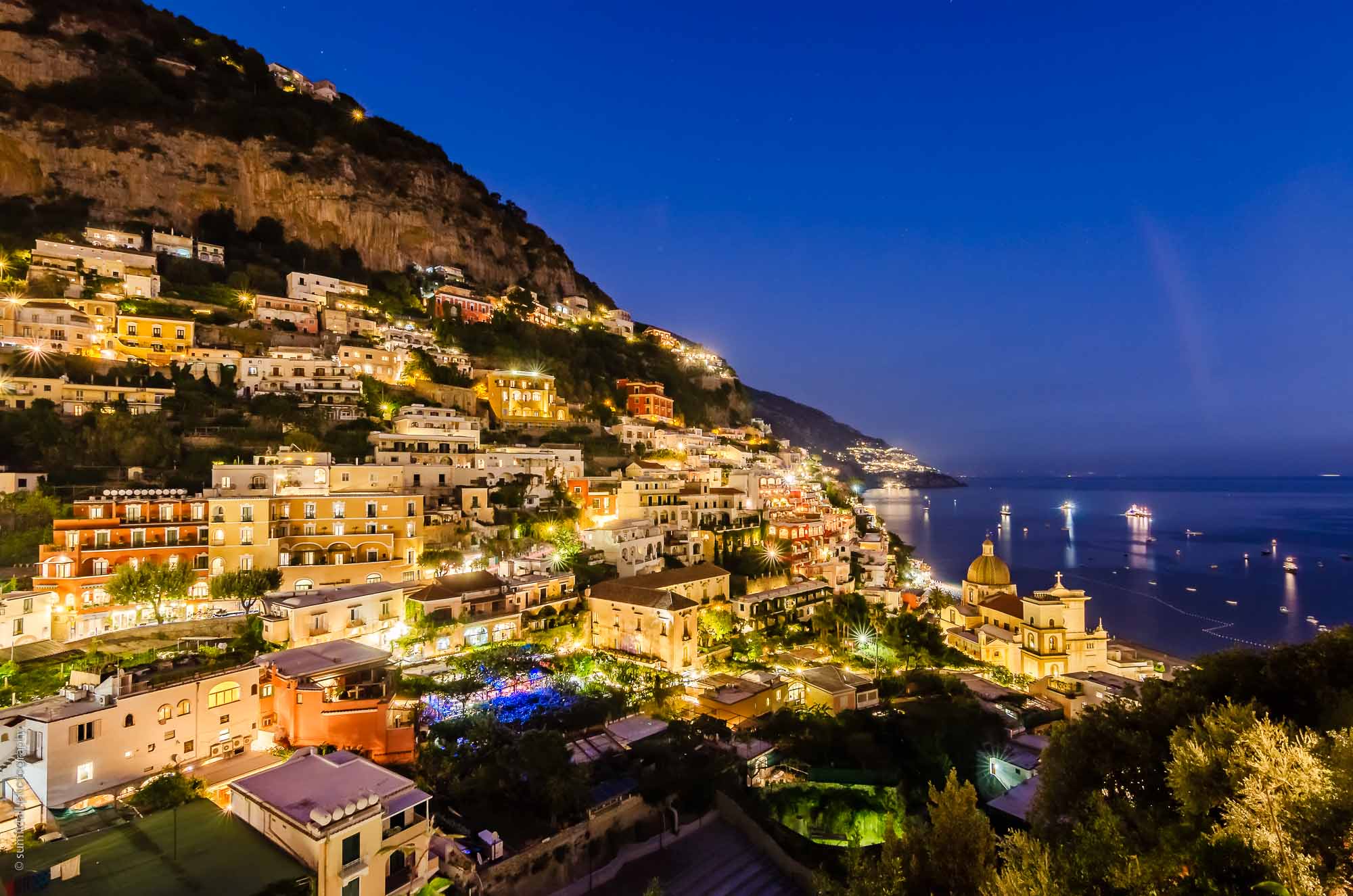 Sunset in Positano, Italy on the Amalfi Coast