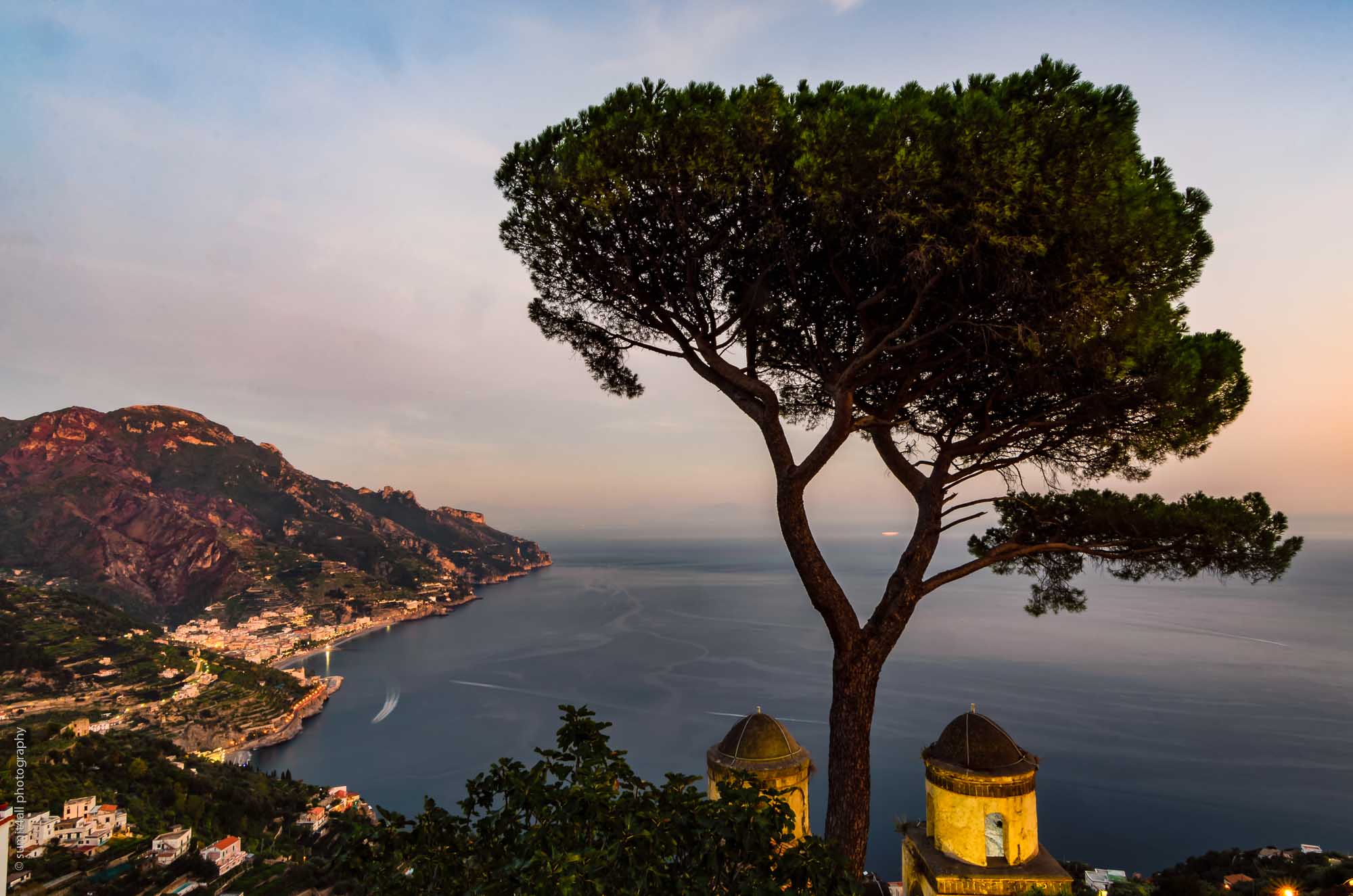 Sunset Cityscape in Ravello on the Amalfi Coast, Italy