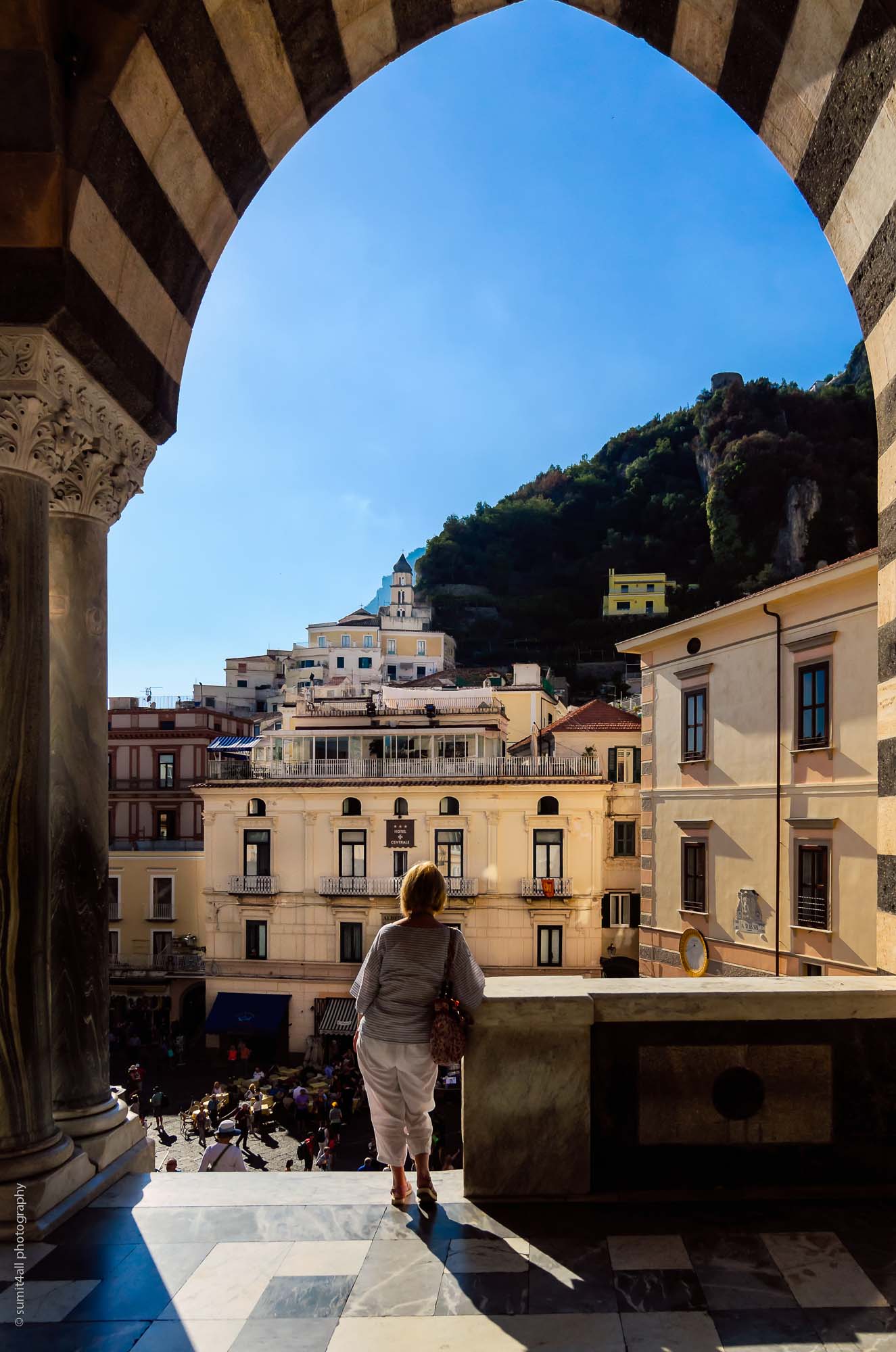 A Lady pondering over something in Amalfi, Italy