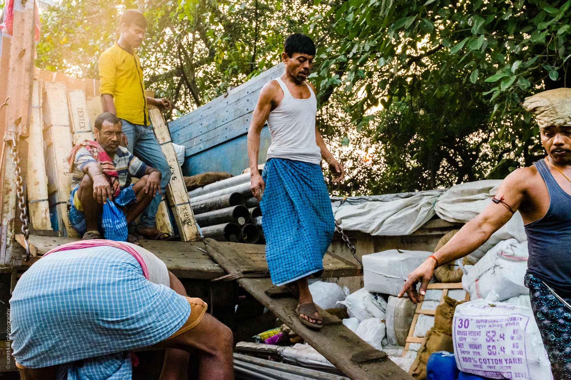 Workers Busy During Afternoon Work in Kolkata