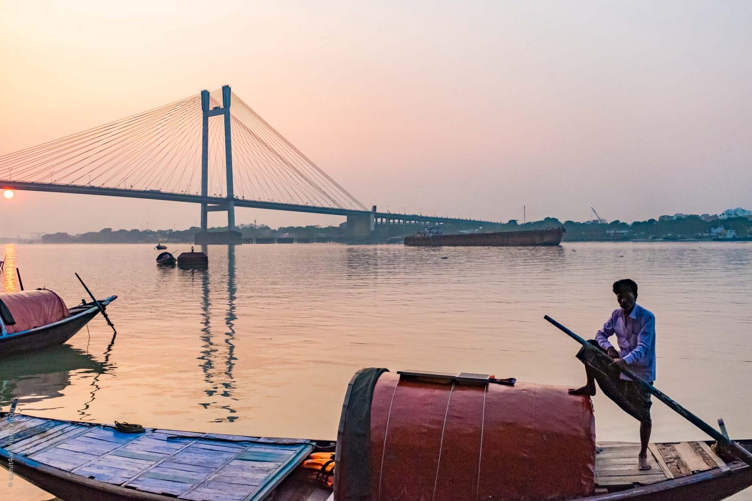 Sunset scene near the Hooghly River