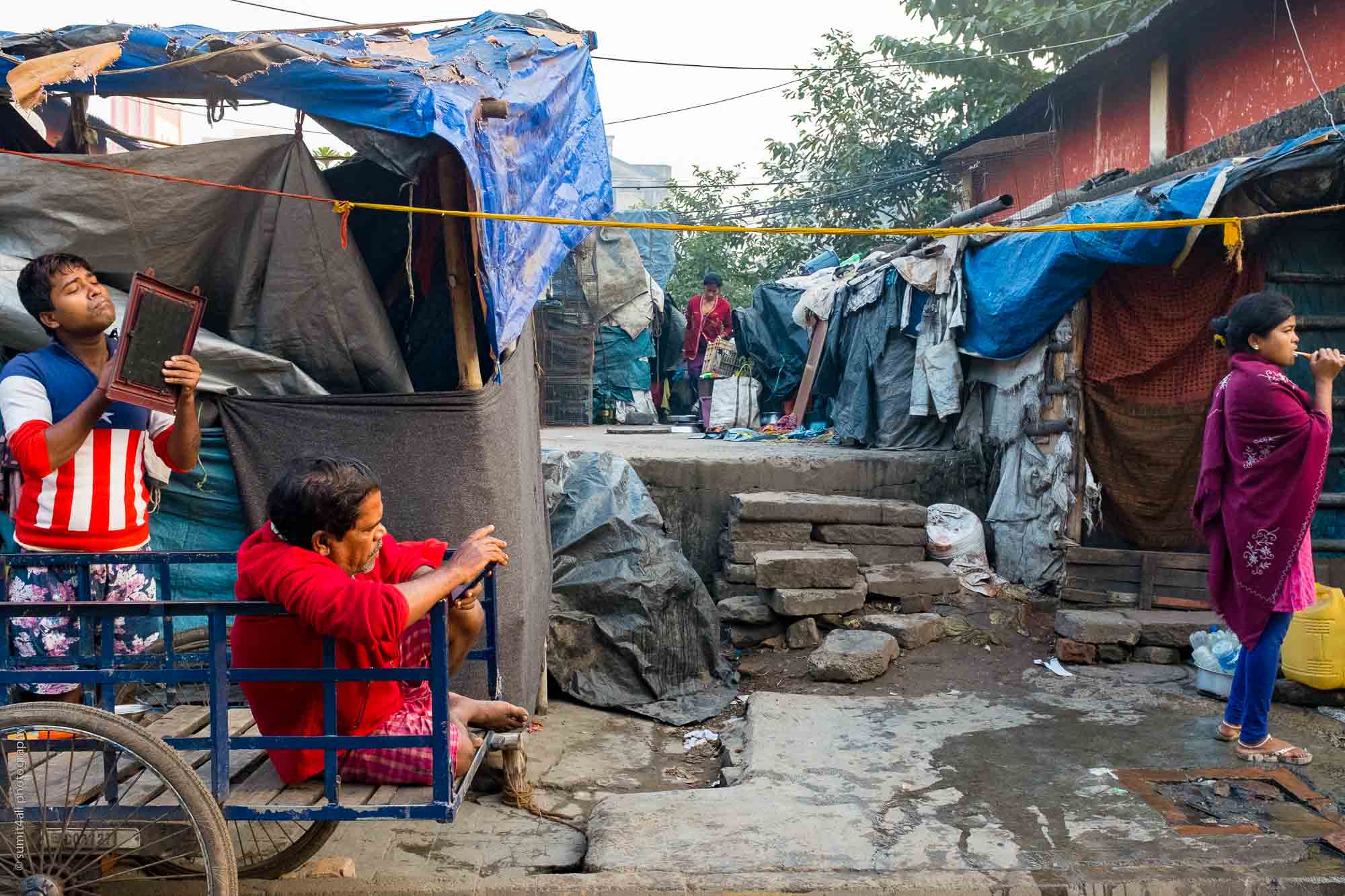 Family Getting Ready on a Morning in Kolkata