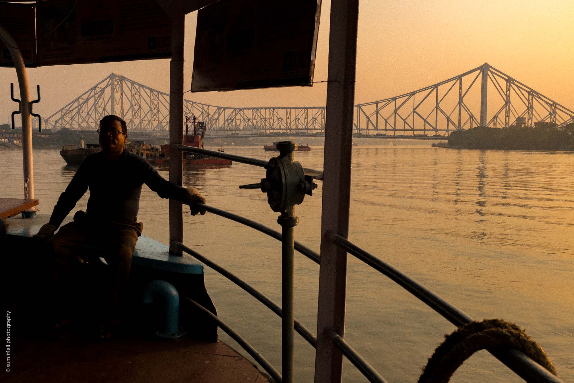 Sunset over the Hooghly River in Kolkata